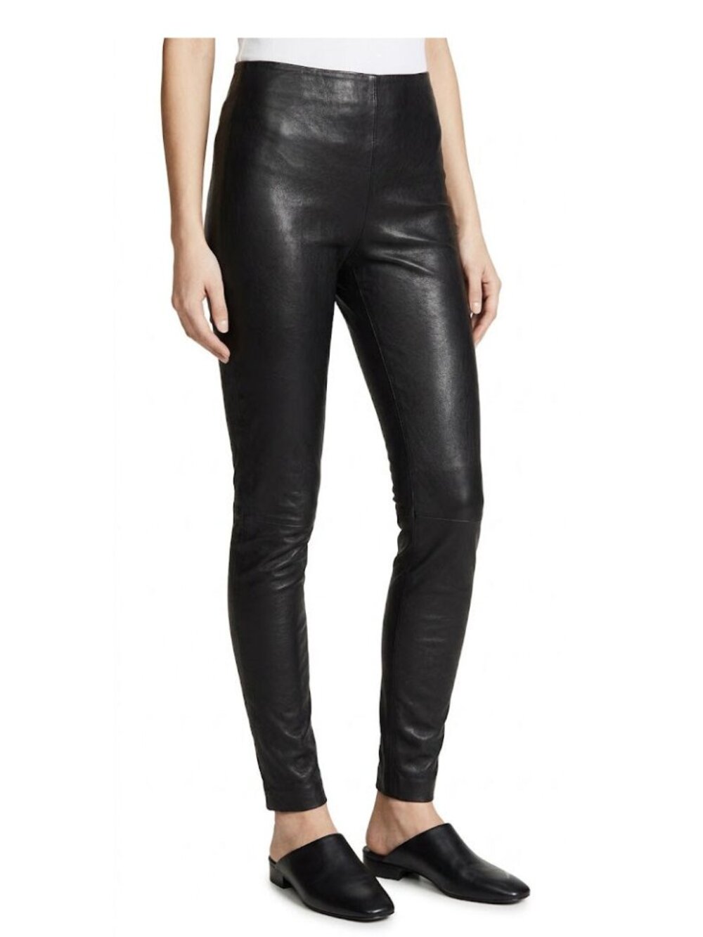 BALENCIAGA Paris Black Leather Skinny Pants / Legging Size FR 42, US 10